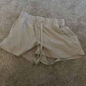 Tan Athletic Shorts with Elastic Waistband- very comfy and dry fit